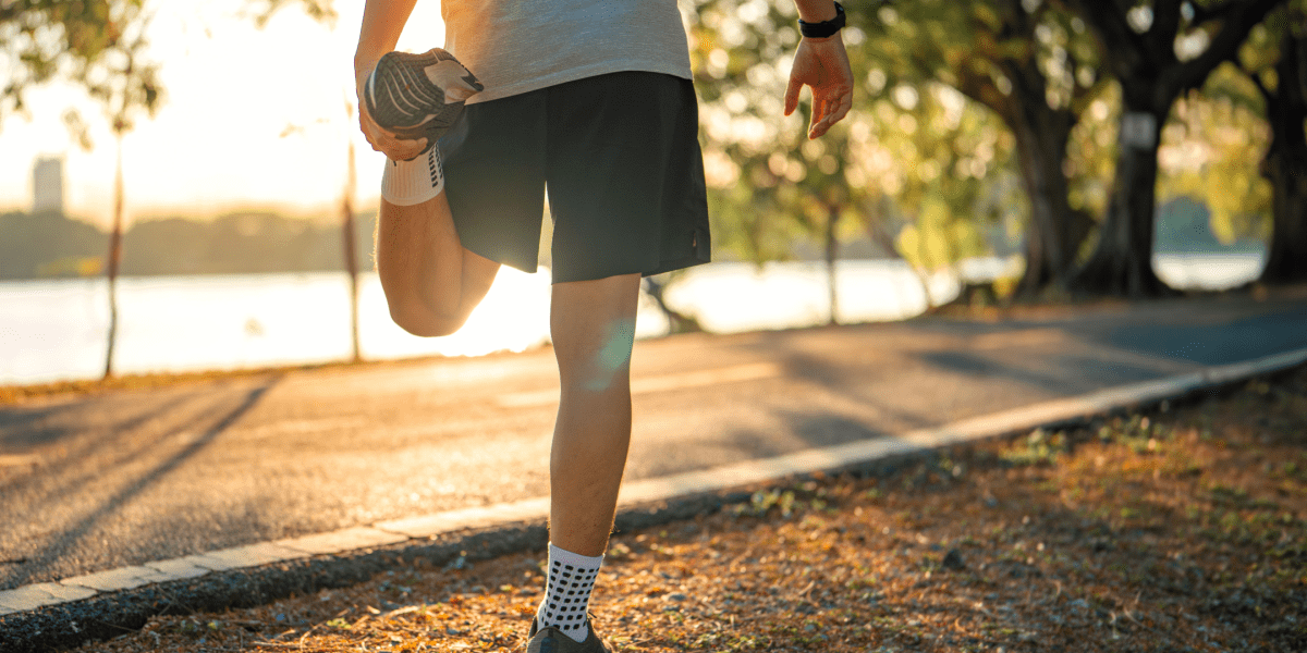 man exercising before running