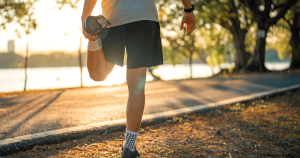 man exercising before running